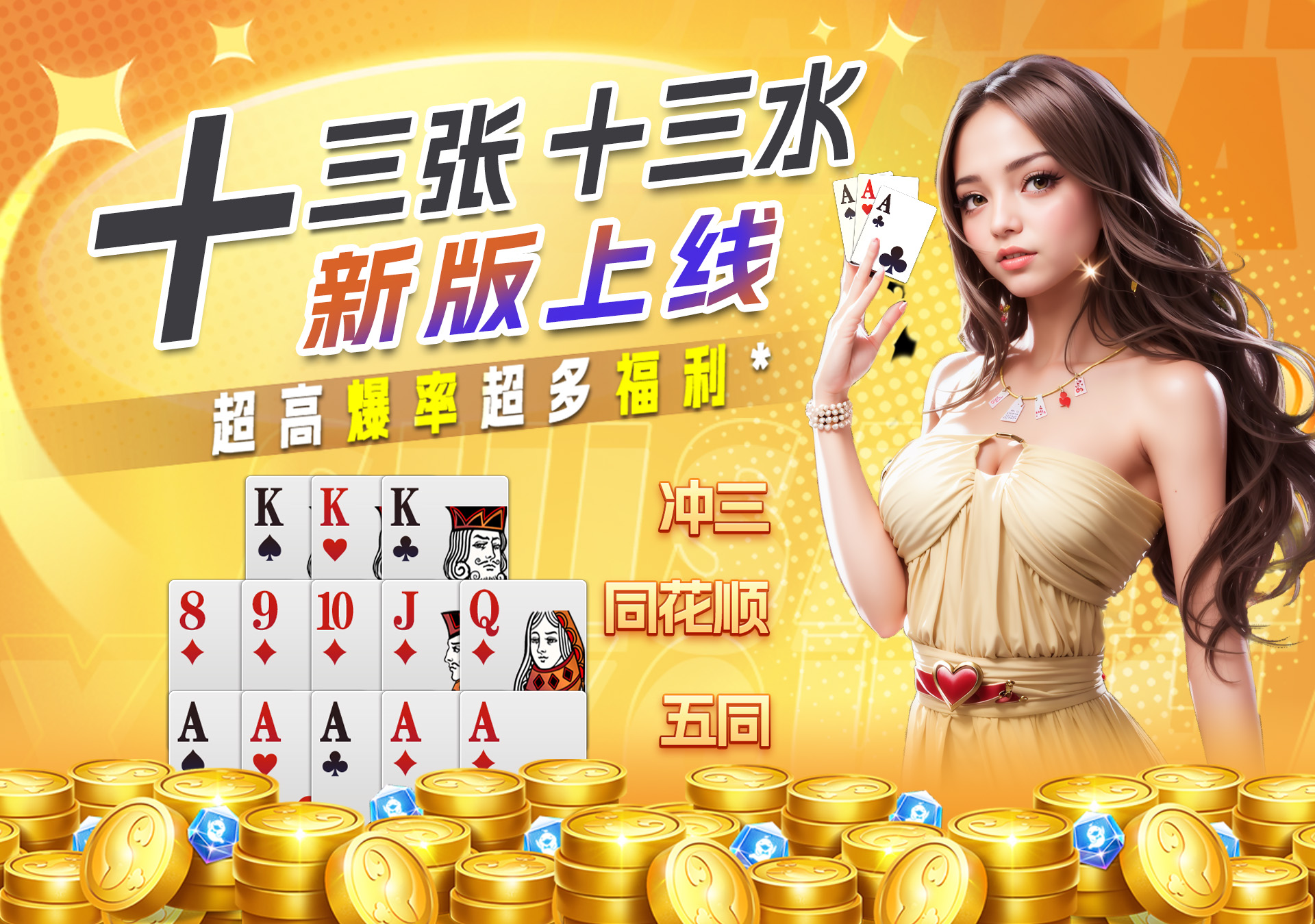 十三水十三张棋牌游戏宣传主视觉